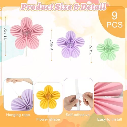 COCHIE Pastel Paper Fan Flowers Classroom Decorations Set