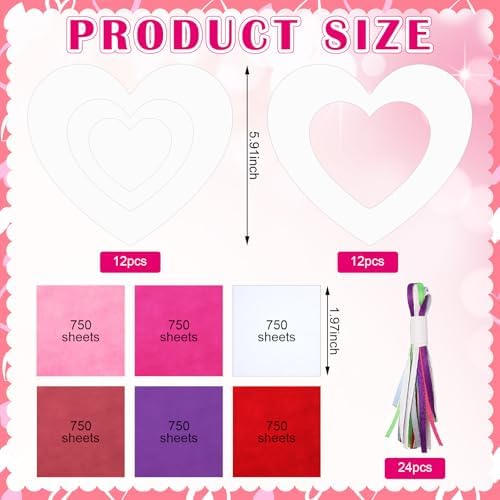 Jetec 24 Piece Heart Shaped Craft Kit with Tissue Paper