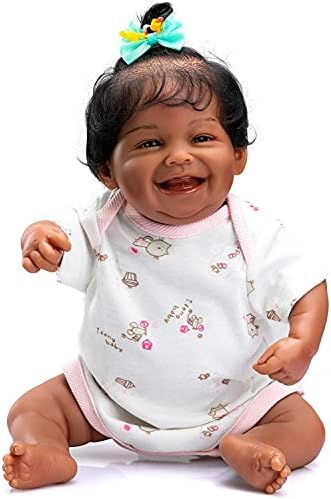 Ecomgoo 20 Inch Reborn Baby Doll Black Realistic Laughing