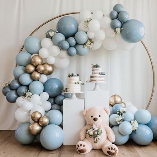 50 Pcs Blue Gold Balloons Set for Party Decorations