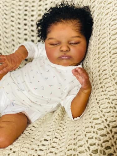 19 Inch Black Reborn Baby Doll with Curly Hair