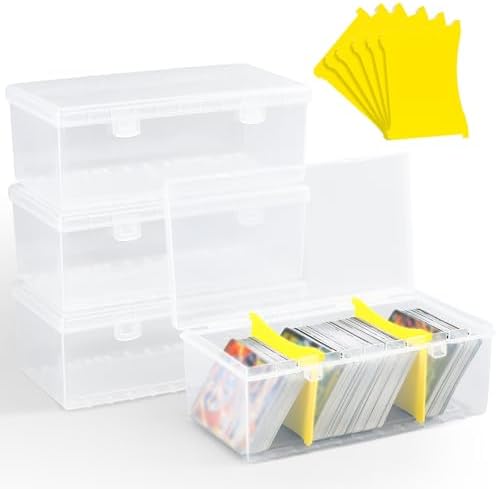 UNAOIWN 4 Pack Card Storage Boxes with Dividers