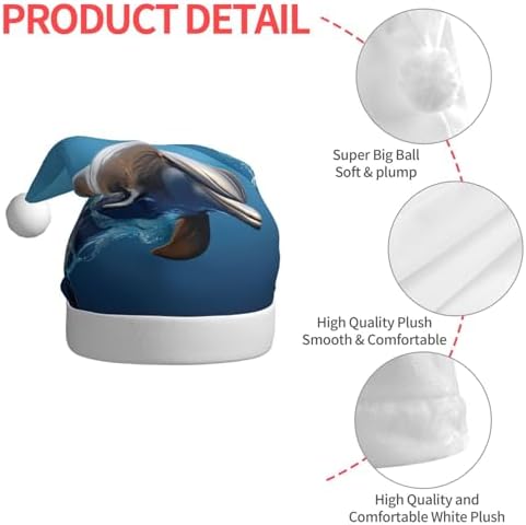 Unique 3D Dolphin Print Santa Hat Plush