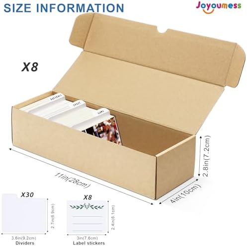 Joyoumess 8-Pack Trading Card Storage Box with Dividers and Labels