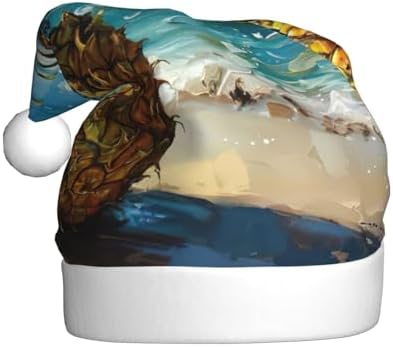 Pineapple by The Sea Christmas Santa Hat Plush for Adult
