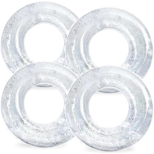 Whaline 4Pcs Clear Glitter Swim Rings