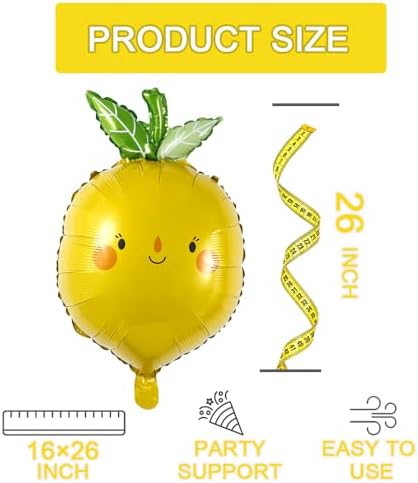 Lemon Foil Balloons 3PCS for Birthday Party Decor