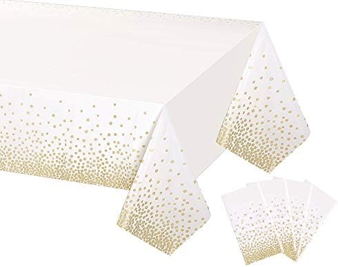 Gexolenu 4 Pack White Gold Dot Tablecloth for Rectangle Tables
