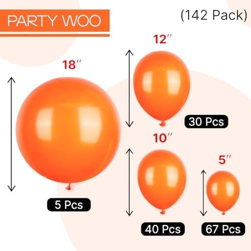 PartyWoo Orange Balloons 142 PCS Garland Arch Kit