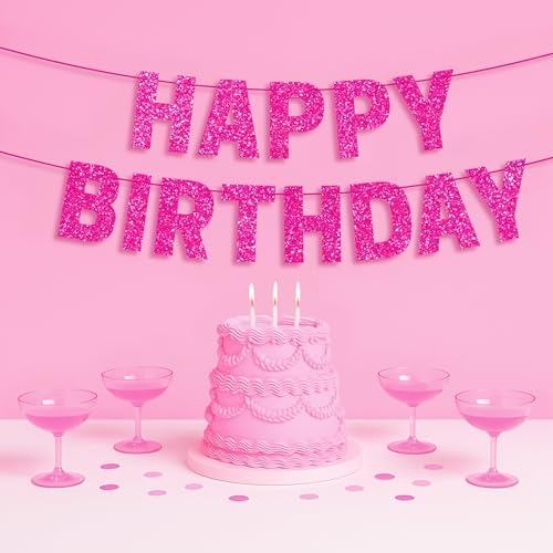 Prestrung Happy Birthday Banner with Glitter
