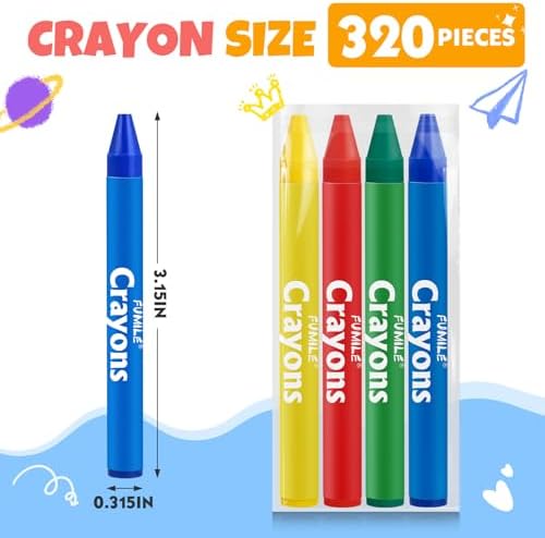 FUMILE 80 Packs 4 Colors Crayons 320 Count