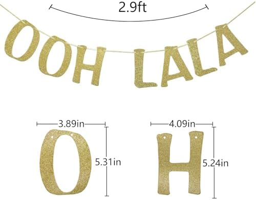 Paris Themed Gold Glitter Banner Decor