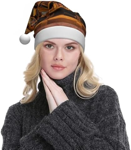 Books Print Christmas Santa Hat Plush for Adult