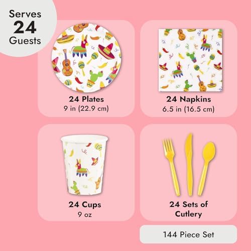 BLUE PANDA 144 Piece Fiesta Dinnerware Set Serves 24