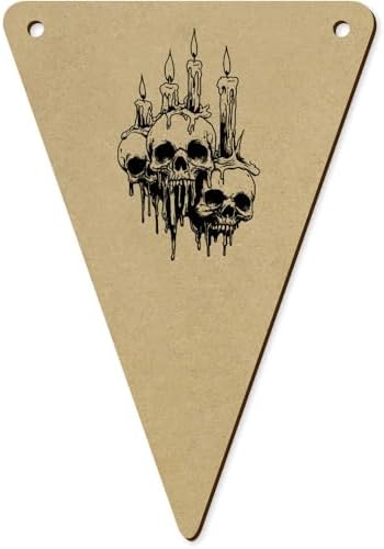 5pcs Melted Candles with Skulls Wooden Bunting Flags