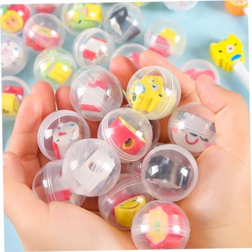20 Pcs Refillable Capsules with Cute Pencil Topper Erasers