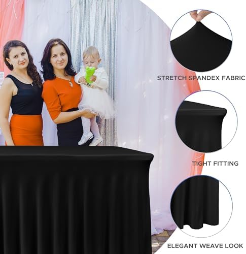 Nasitos Black Table Skirt 2 Pack for 6 Foot Rectangular Tables