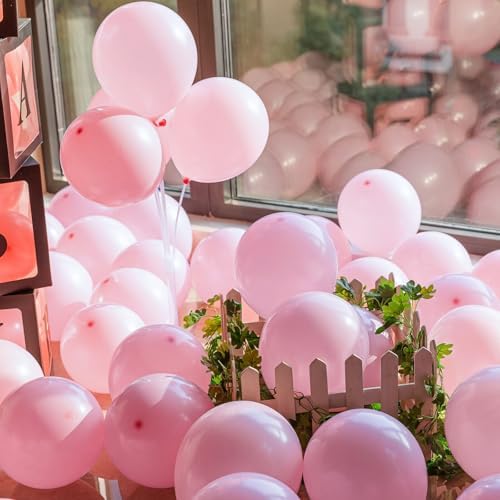 50pcs Pastel Pink Balloons with Ribbon and Glue