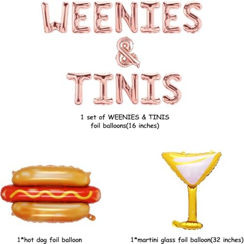 Weenies Tinis Balloon Banner Hot Dog Martini Glass Decorations