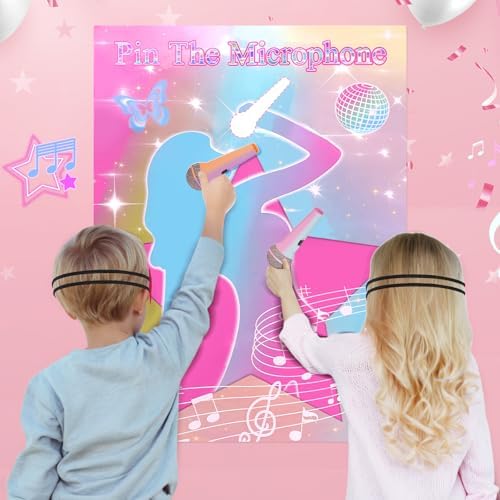 Pin The Microphones On Famous Singers Party Game Poster