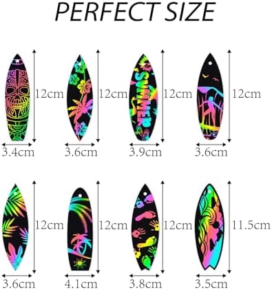 48PCS Rainbow Surfboard Scratch Art Paper for Kids