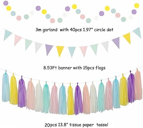 Pastel Rainbow Party Decorations 33pcs Kit