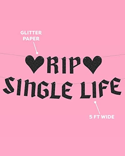 XO Fetti RIP Single Life Glitter Banner - 5 Ft Black