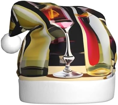 QinZheng Personalized Santa Hat with Cocktail Glasses and Wine Bottles Print