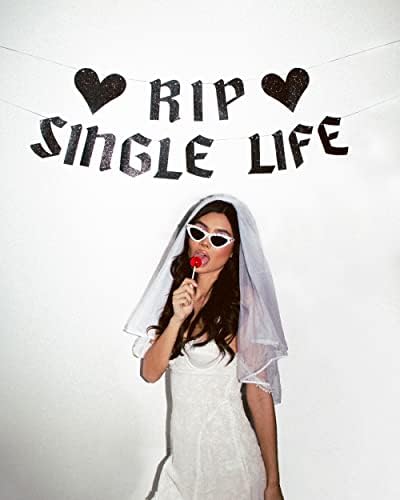 XO Fetti RIP Single Life Glitter Banner - 5 Ft Black