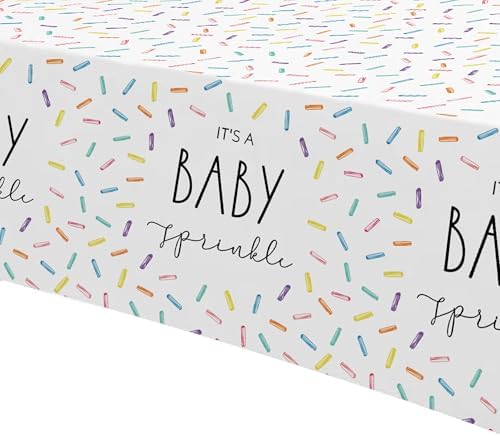 Sprinkle Baby Shower Tablecloth 3 Pack - 86x55in Rainbow Confetti Decor