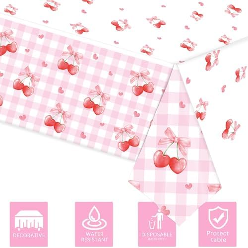 3PCS Cherry Tablecloths Birthday Party Decor