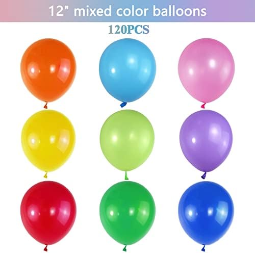 KAWKALSH 120 Rainbow Balloons 12 Inches Birthday Set