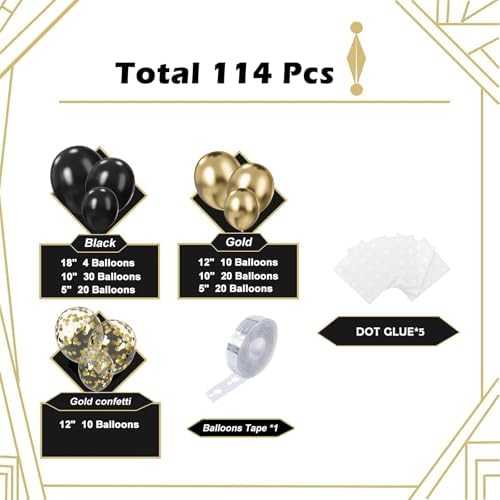 Black and Gold Balloon Garland Kit 114Pcs