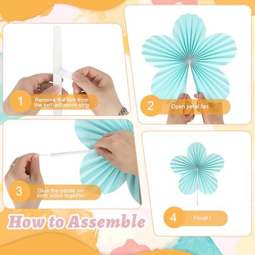 COCHIE Pastel Paper Fan Flowers Classroom Decorations Set
