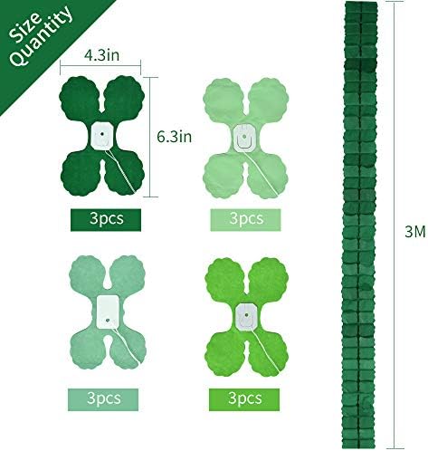 BEISHIDA 12PCS Four Leaf Clover Garland 120ft Green Party Decor