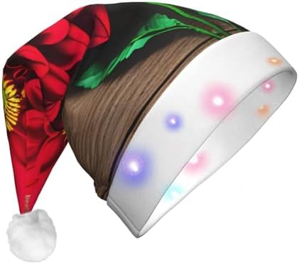 QINZHENG LED Light Up Santa Hat for Adults