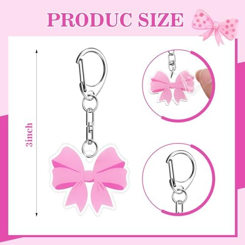 24 Pcs Pink Bow Keychain Party Favors Set