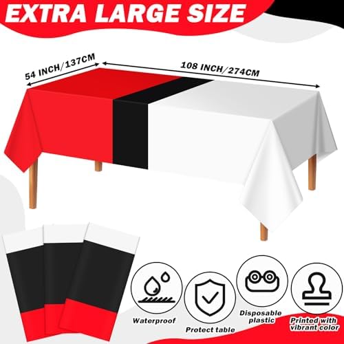 Oudain 3 Pcs Cartoon Animation Birthday Tablecloth Red White 54x108 Inch Large Cover