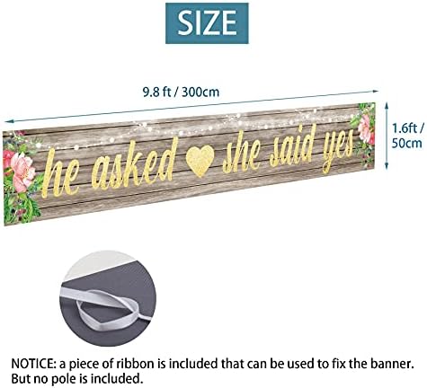 Joyiou He Asked She Said Yes Backdrop Banner for Wedding Engagement Party