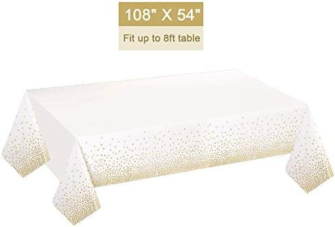 Gexolenu 4 Pack White Gold Dot Tablecloth for Rectangle Tables
