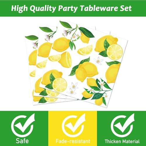 Wiooffen 96 Pcs Lemon Party Tableware Set