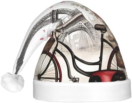 QinZheng LED Santa Hat with Paris Heart Print