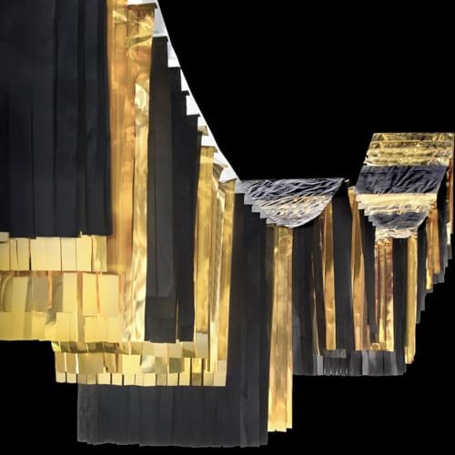 Andersons Black and Gold Fringe Ceiling Drape
