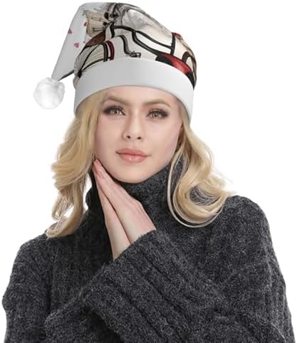 QinZheng LED Santa Hat with Paris Heart Print