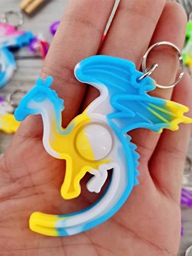12 Packs Funny Dragons Mini Pop Keychain Fidget Toys for Kids