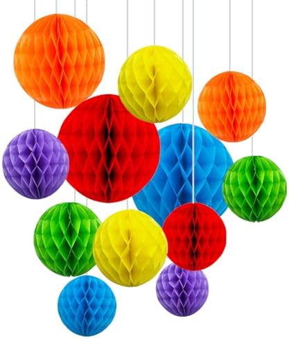 ZOOYOO 12Pcs Rainbow Honeycomb Ball Decorations