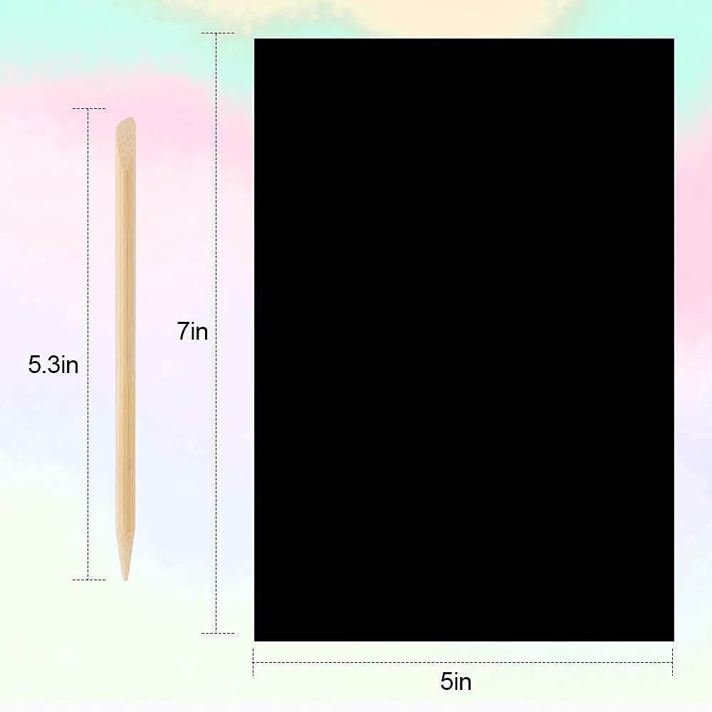 Mocoosy 60 Pcs Rainbow Scratch Art Paper for Kids