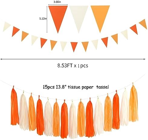 Orange Beige Fall Tissue Pom Poms Streamers Set