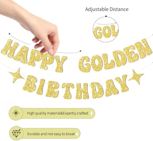 Glitter Gold Birthday Banner for Elegant Party Decorations