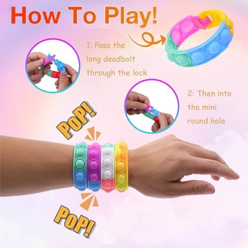Kids Pop Fidget Bracelet Toy Pack 60PCS